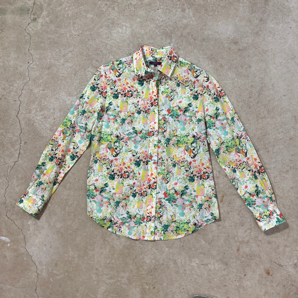 Liberty London Art Fabrics Floral Cotton Button Down Shirt Women's Small Pink - Picture 4 of 11